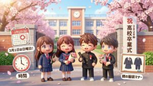 【2026年最新】高校の卒業式はいつ？3月1日が日曜日の場合の日程と親の服装