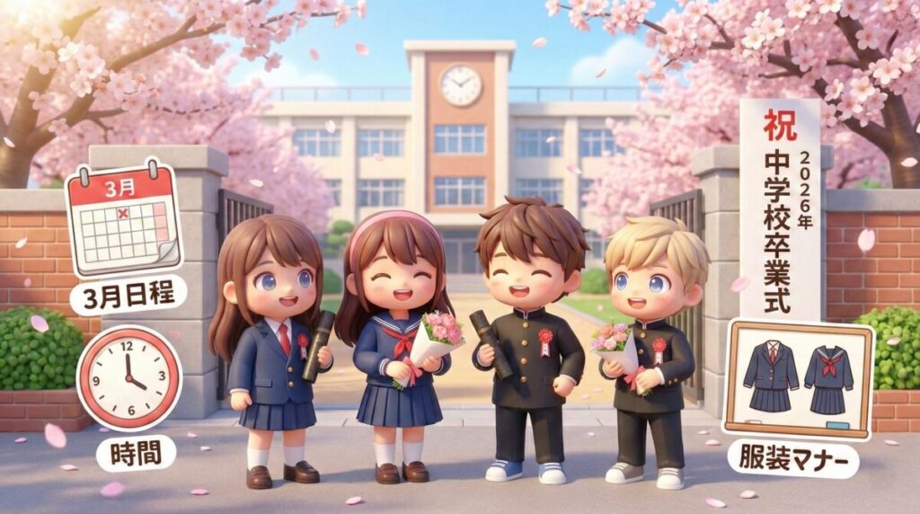 【2026年最新】中学校の卒業式はいつ?日程・時間・服装マナーを徹底解説