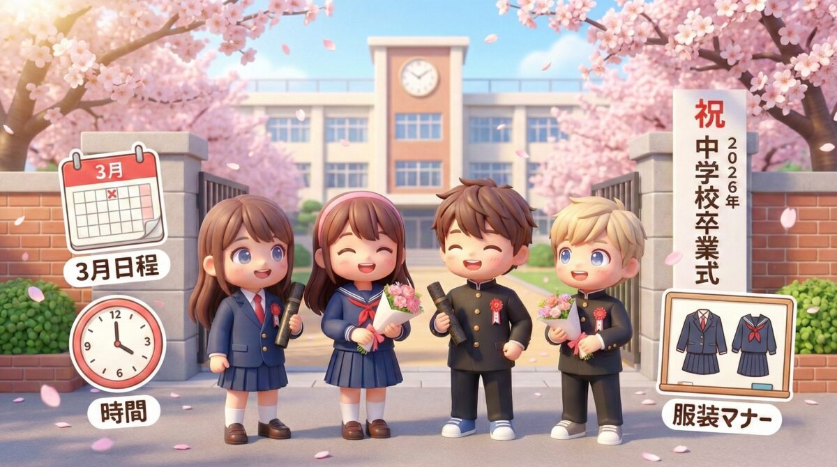 【2026年最新】中学校の卒業式はいつ?日程・時間・服装マナーを徹底解説