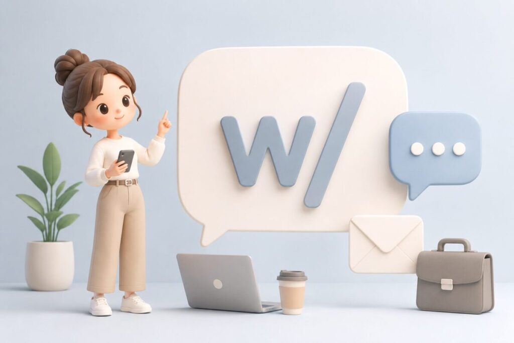 【例文あり】英語の略語「w/」とは?意味や読み方、ビジネス・SNSでの使い方を完全解説
