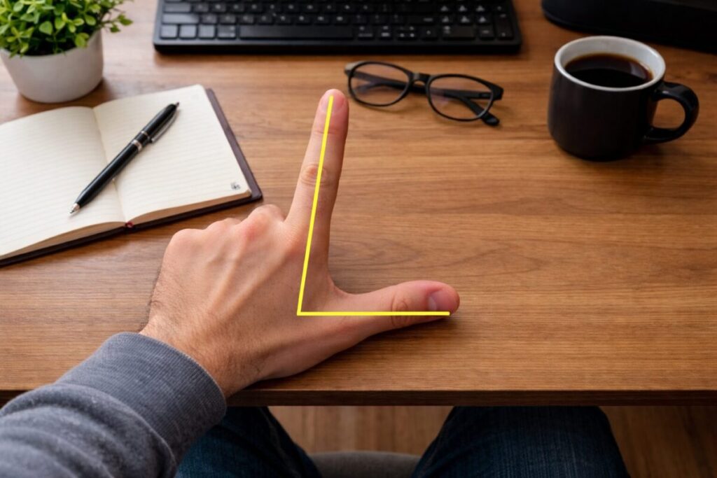 最強の「L字」ポーズ（左手を見るだけ）