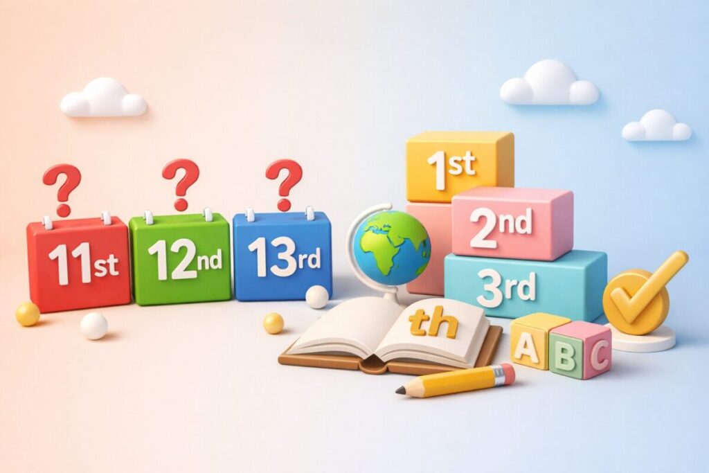 「11st, 12nd, 13rd」はなぜ間違い?英語の序数詞(th)のルールと正しい覚え方