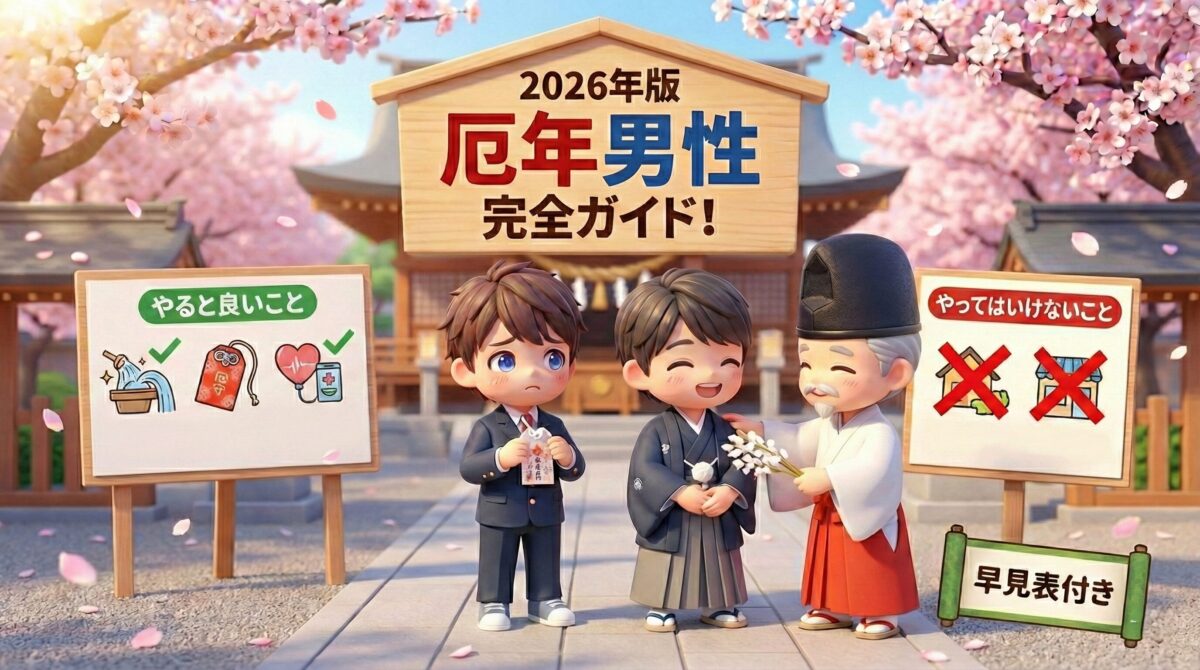 【2026年版】厄年の男性がやると良いこと・やってはいけないこと完全ガイド!早見表付き